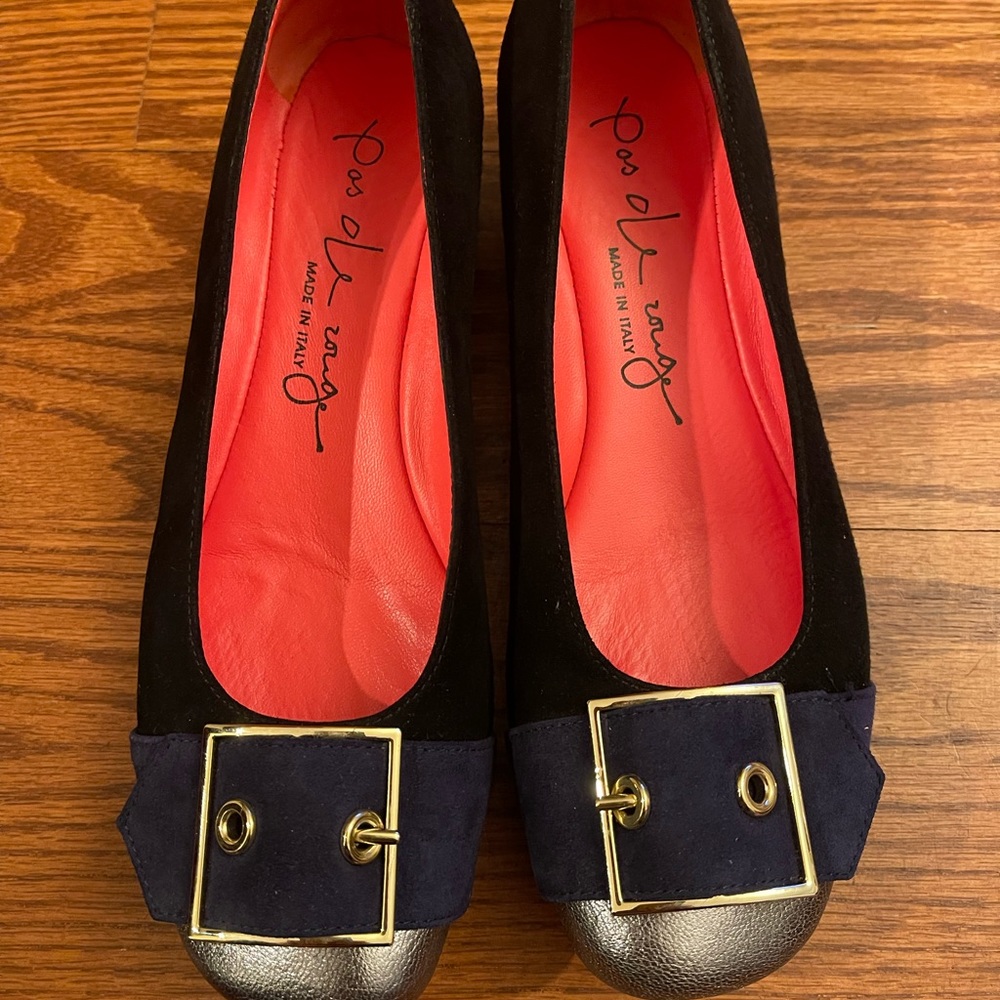 Pas de Rouge suede leather wedges shoes size ES 36